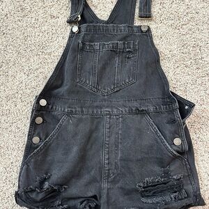 Show Me Your MuMu Black Distressed Overalls
